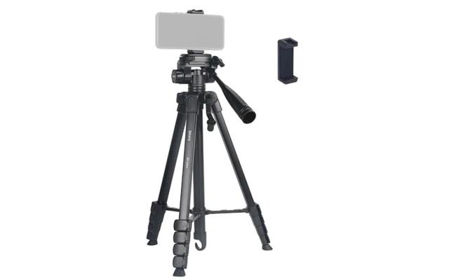 JMARY KP-2201 Smartphone / Camera Live Photography Tripod Portable 1.7m Adjustable Stand with Phone Clip - Black